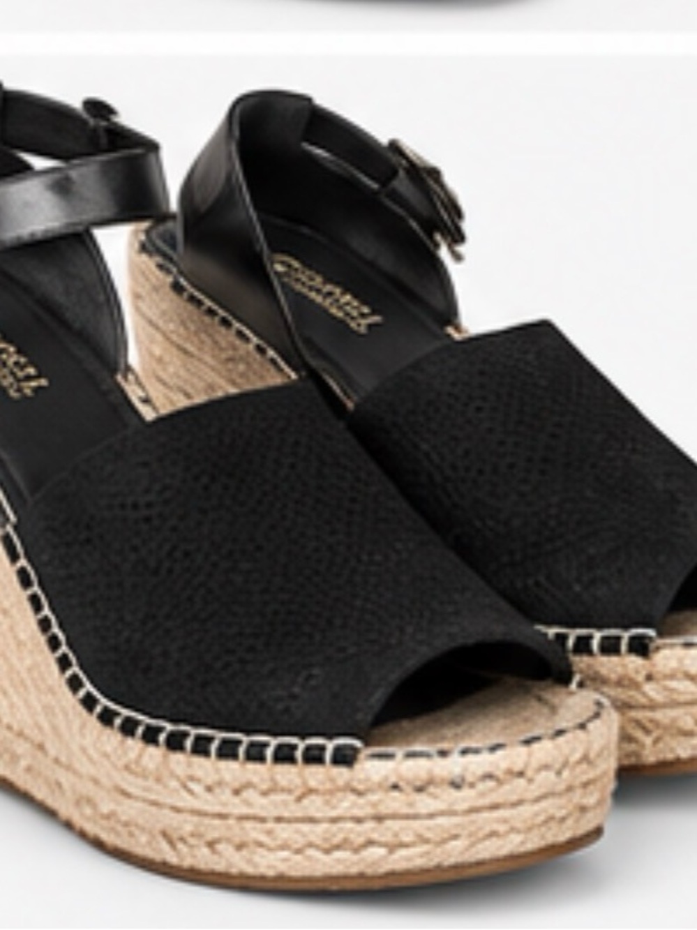Black Espadrille Platform Wedge Sandals - Women